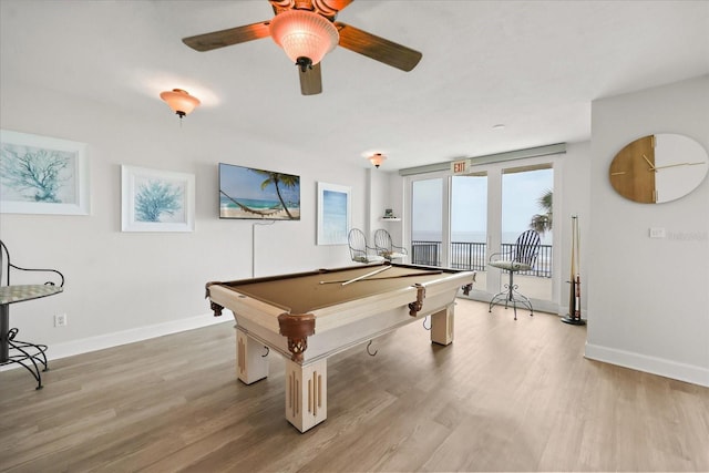 4621 S Atlantic Ave Unit 7202, Port Orange, FL 32127 - rec room featuring wood finished floors, billiards, baseboards, and ceiling fan