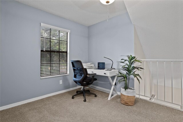 938 Southridge Trl, Altamonte Springs, FL 32714 - home office featuring carpet flooring, a textured ceiling, and baseboards