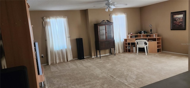 7620 Tangle Rush Dr, Gibsonton, FL 33534 - office area with a ceiling fan, carpet, and baseboards