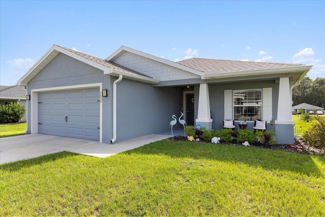 9020 SE 42nd Ct, Ocala, FL 34480 - single story home with a garage, covered porch, a front yard, concrete driveway, and stucco siding