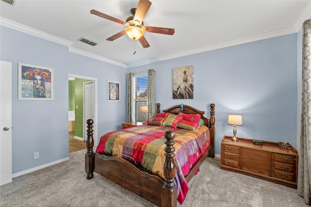 3562 Foxchase Dr, Clermont, FL 34711 - bedroom with crown molding, carpet floors, and a ceiling fan