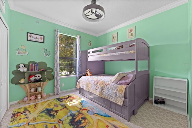 3562 Foxchase Dr, Clermont, FL 34711 - bedroom featuring ornamental molding and carpet flooring