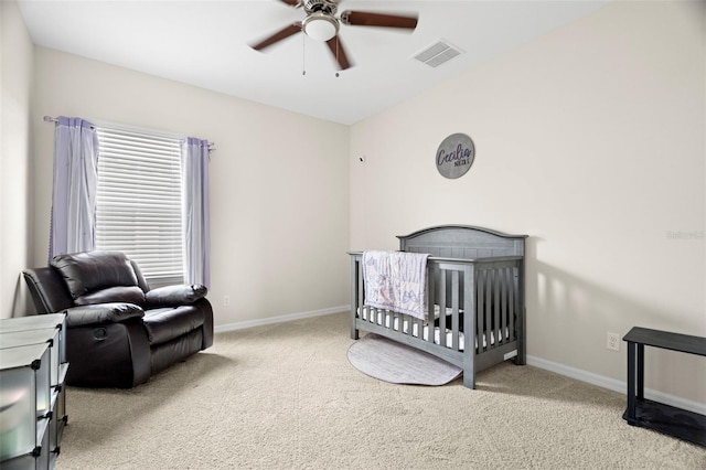 7163 Talamore Dr, Wesley Chapel, FL 33545 - bedroom with carpet, baseboards, a ceiling fan, and a nursery area