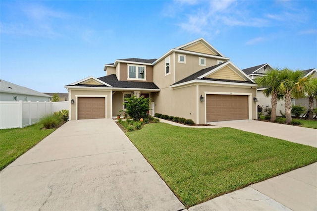 7163 Talamore Dr, Wesley Chapel, FL 33545 - traditional-style home featuring concrete driveway, stucco siding, a shingled roof, and an attached garage