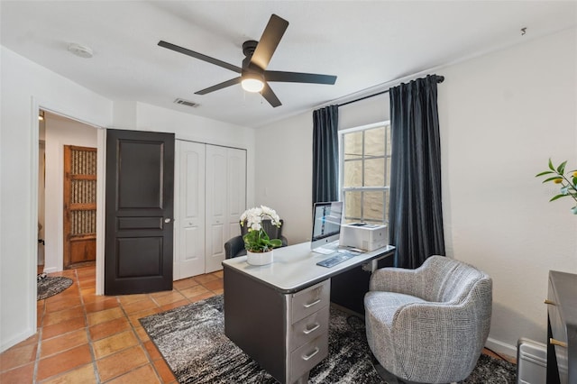 602 E Livingston St Unit 3, Orlando, FL 32803 - office space with a ceiling fan, light tile patterned floors, and baseboards