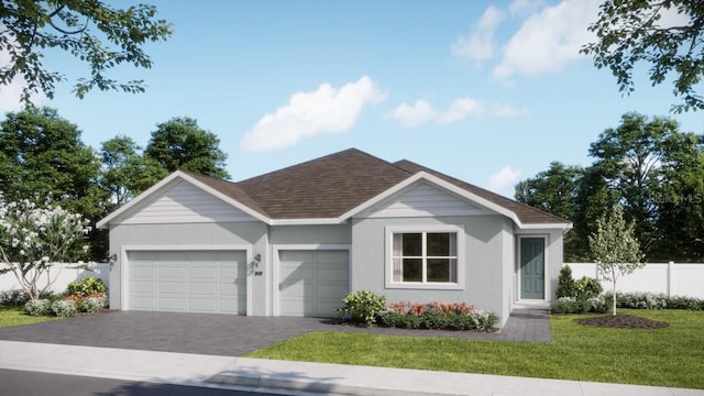 737 Farfields St, Deland, FL 32720 - single story home with a garage, decorative driveway, stucco siding, and a shingled roof