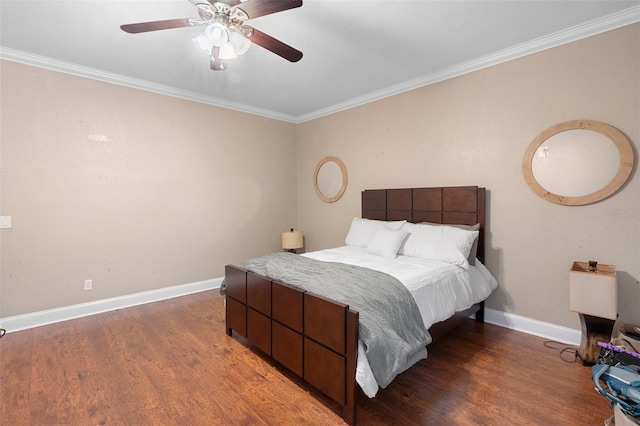 2017 W Gore St, Orlando, FL 32805 - bedroom featuring crown molding, wood finished floors, baseboards, and a ceiling fan