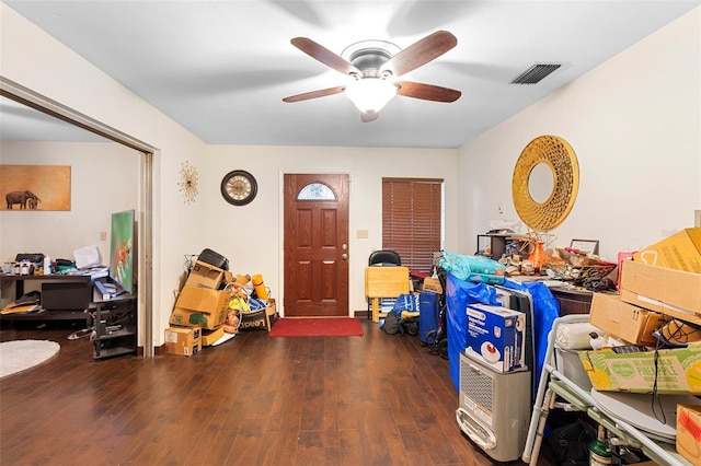 2044 W Gore St, Orlando, FL 32805 - foyer entrance with ceiling fan and wood finished floors