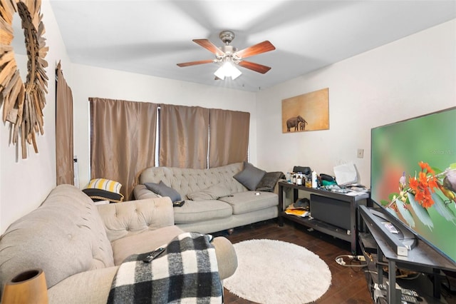 2044 W Gore St, Orlando, FL 32805 - living area with dark wood-type flooring and a ceiling fan