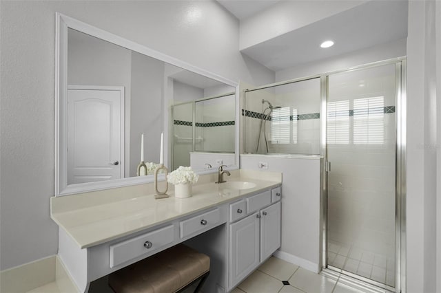 201 Hammock Dunes Pl, Orlando, FL 32828 - full bath with vanity, a stall shower, and tile patterned flooring