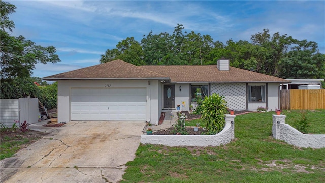 2112 Plymouth Sorrento Rd, Apopka, FL 32712 - ranch-style house featuring an attached garage, concrete driveway, a chimney, and stucco siding
