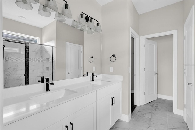 2311 Bear Peak Rd, Clermont, FL 34715 - full bathroom with marble finish flooring, a marble finish shower, and double vanity