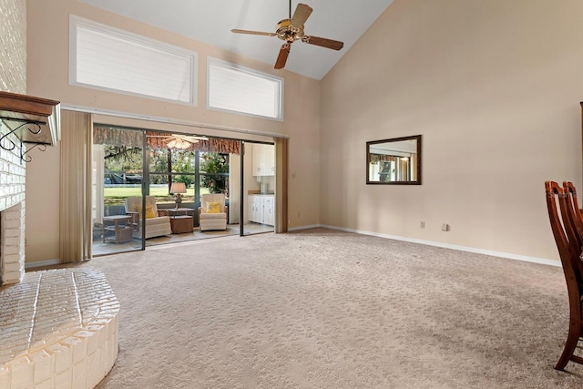154 Golf Club Dr Unit 154, Longwood, FL 32779 - spare room with high vaulted ceiling, a ceiling fan, and carpet floors