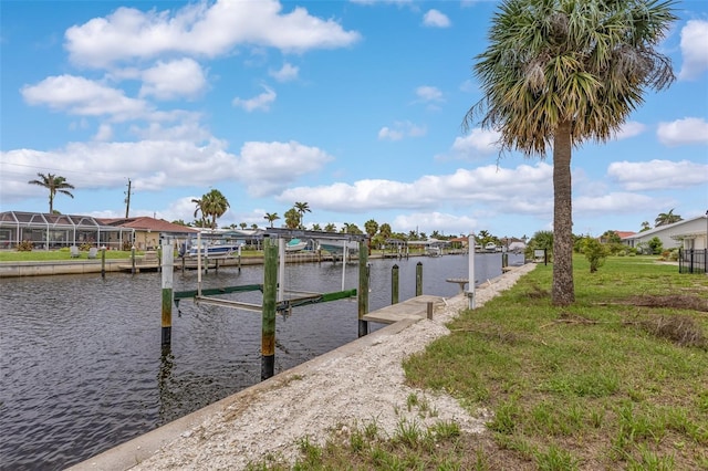 1764 Boca Raton Ct, Punta Gorda, FL 33950 - dock featuring boat lift and a water view