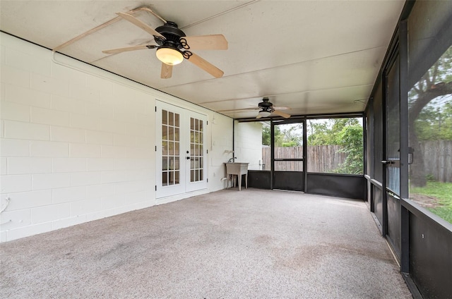 407 Ventura Dr, Sanford, FL 32773 - unfurnished sunroom with french doors and ceiling fan