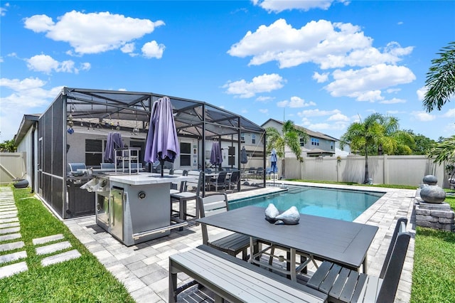 2390 Standing Rock Cir, Oakland, FL 34787 - view of pool with a patio, a fenced backyard, outdoor dining area, and a grill