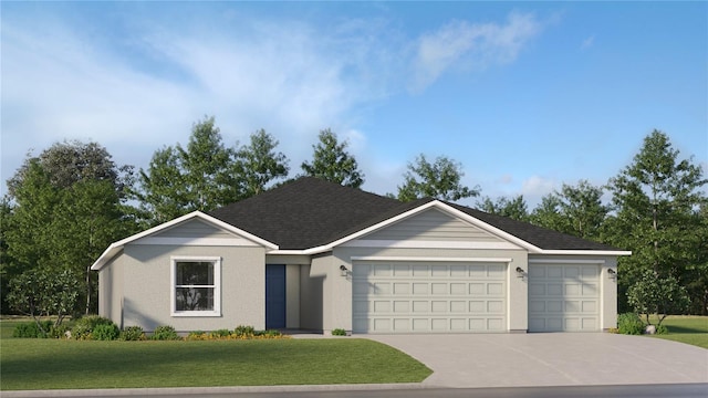 2113 Lasso Loop, Eagle Lake, FL 33839 - single story home featuring a garage, driveway, a front lawn, and a shingled roof
