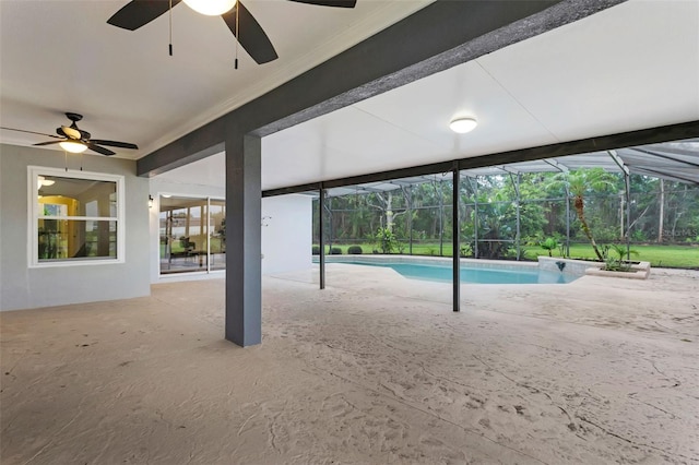 15038 Willow Ln, Tavares, FL 32778 - outdoor pool featuring ceiling fan and a patio