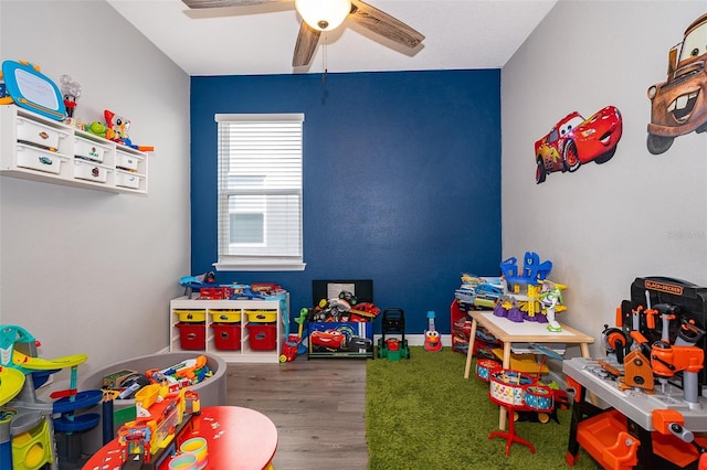 3943 Crawley Down Loop, Sanford, FL 32773 - playroom featuring a ceiling fan and wood finished floors