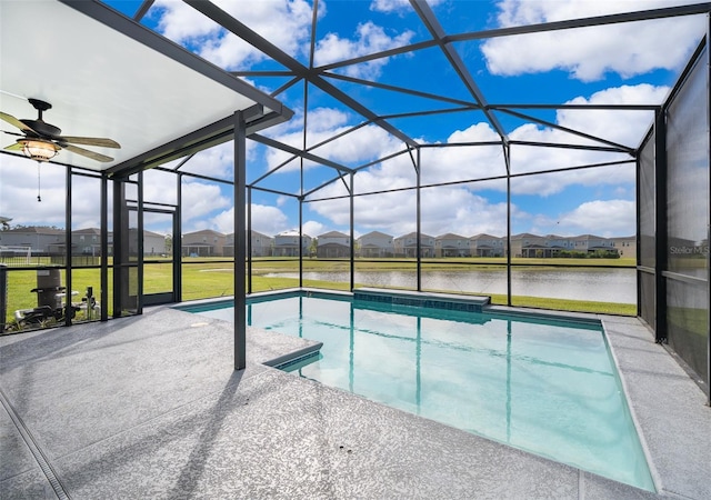 3943 Crawley Down Loop, Sanford, FL 32773 - swimming pool with a yard, a patio area, a residential view, a lanai, and a water view