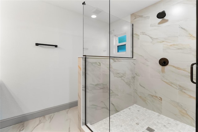 7446 Houston Ct E, Winter Park, FL 32792 - bathroom featuring a marble finish shower and marble finish flooring