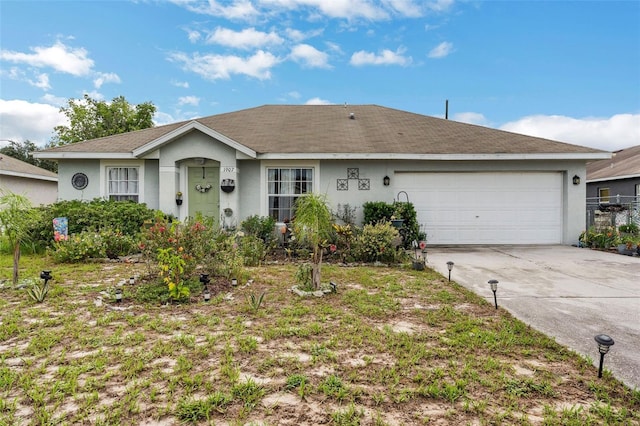 1907 Myakka Ct, Poinciana, FL 34759 - ranch-style house with stucco siding, concrete driveway, and an attached garage