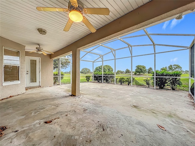 36730 Oconee Ave, Eustis, FL 32736 - view of patio / terrace with a ceiling fan and glass enclosure
