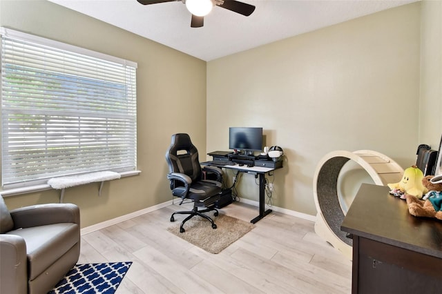 2409 Martins Run, Tavares, FL 32778 - office space with ceiling fan and light wood-style floors