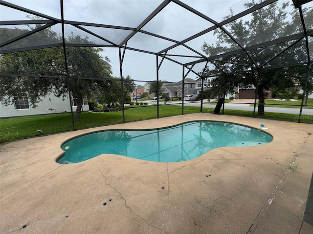 14508 Cedar Branch Way, Orlando, FL 32824 - outdoor pool with a lawn, a patio area, and glass enclosure