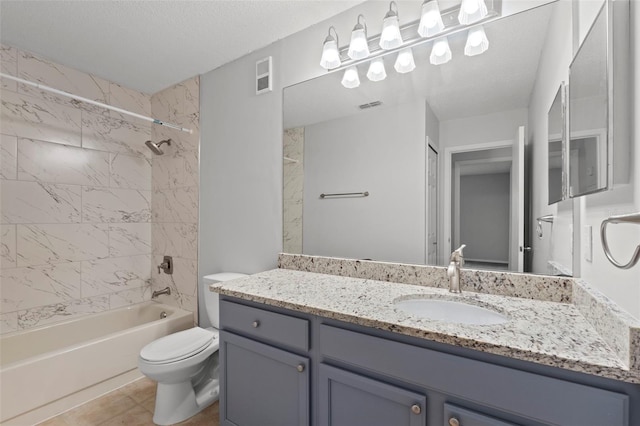 5436 E Michigan St Unit 7, Orlando, FL 32812 - bathroom featuring vanity, bathing tub / shower combination, a textured ceiling, and tile patterned floors