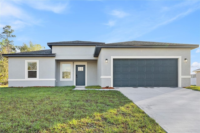 178 Marion Oaks Ln, Ocala, FL 34473 - view of front of house with concrete driveway, a garage, stucco siding, and a front lawn