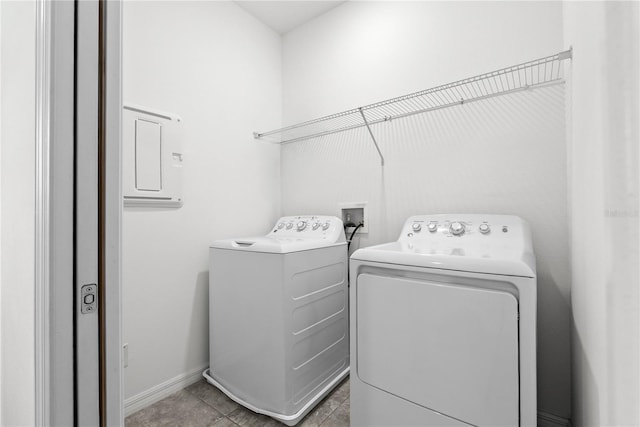 11054 Hanlon Terrace Aly, Winter Garden, FL 34787 - laundry room with washing machine and dryer, electric panel, light tile patterned floors, and baseboards