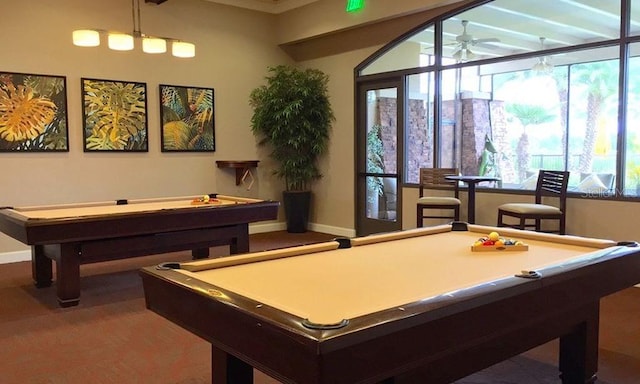 541 Arena Dr, Davenport, FL 33837 - recreation room featuring billiards, a ceiling fan, and plenty of natural light