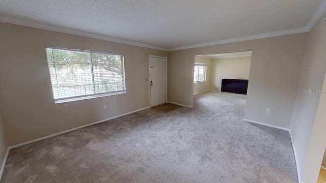 145 Oyster Bay Cir Unit 200, Altamonte Springs, FL 32701 - spare room featuring crown molding, carpet flooring, baseboards, and a textured ceiling