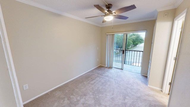 145 Oyster Bay Cir Unit 200, Altamonte Springs, FL 32701 - unfurnished room featuring a ceiling fan, carpet, ornamental molding, and baseboards