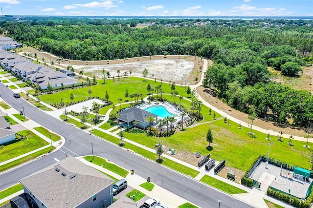 4413 Lions Gate Ave, Clermont, FL 34711 - drone / aerial view of a heavily wooded area and a pool area