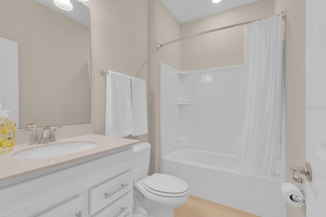 7639 Agrigento St, Clermont, FL 34714 - full bathroom with vanity, shower / tub combo, and tile patterned flooring