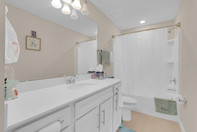 7639 Agrigento St, Clermont, FL 34714 - full bathroom with vanity, shower / tub combo, and a chandelier