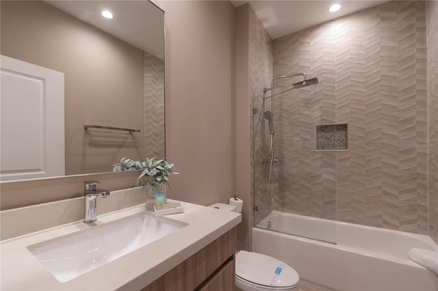 7461 Bleecker Ln, Kissimmee, FL 34747 - bathroom featuring vanity, recessed lighting, and shower / tub combination