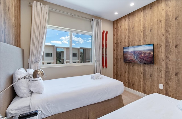 7461 Bleecker Ln, Kissimmee, FL 34747 - carpeted bedroom featuring recessed lighting and wood walls