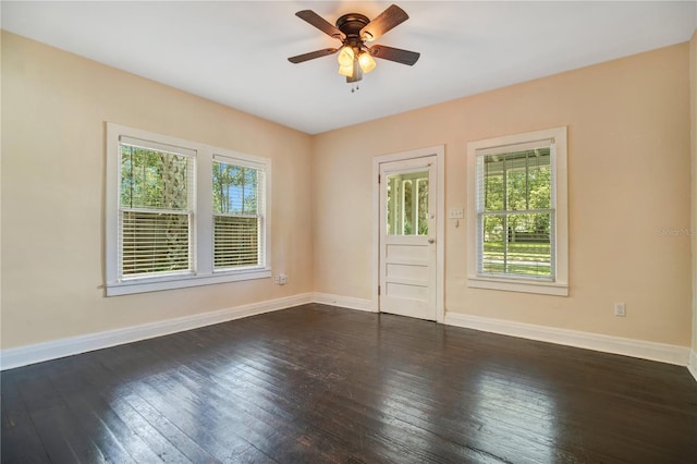 1201 S Myrtle Ave, Sanford, FL 32771 - unfurnished room featuring plenty of natural light, ceiling fan, and dark wood finished floors
