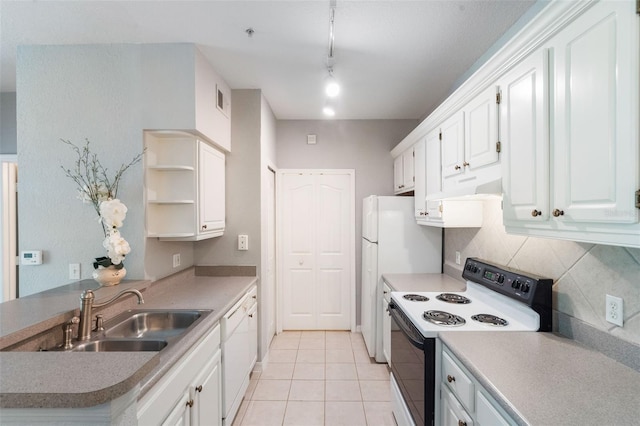 1400 Lake Shadow Cir Unit 10104, Maitland, FL 32751 - kitchen featuring white appliances, under cabinet range hood, backsplash, a peninsula, and white cabinetry