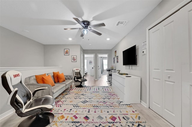 720 Gardenia Ln, Davenport, FL 33897 - living room with a ceiling fan, light wood-style flooring, and recessed lighting