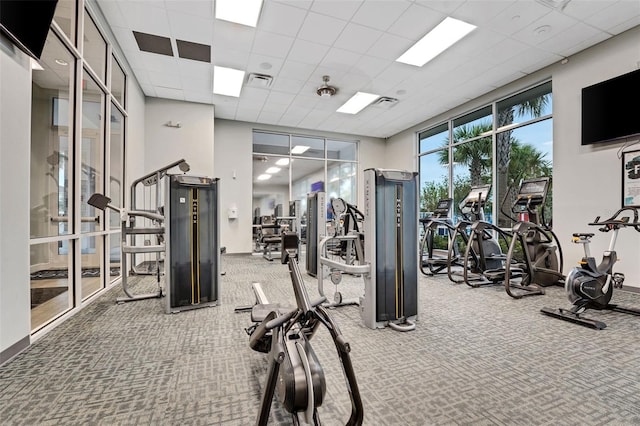 720 Gardenia Ln, Davenport, FL 33897 - gym with carpet and a paneled ceiling