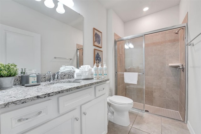 720 Gardenia Ln, Davenport, FL 33897 - full bath with vanity, a shower stall, and tile patterned flooring