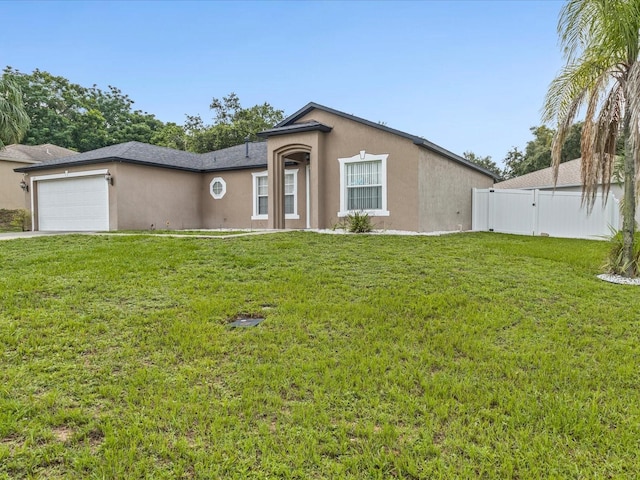 112 Lake Butler Ave, Haines City, FL 33844 - ranch-style house with stucco siding, an attached garage, and driveway
