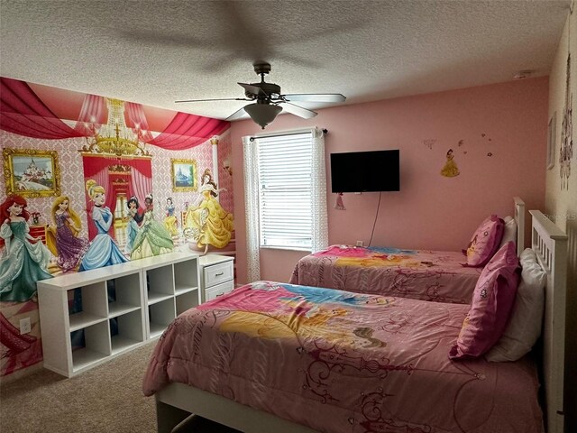 1439 Moon Valley Dr, Davenport, FL 33896 - carpeted bedroom with a textured ceiling and ceiling fan