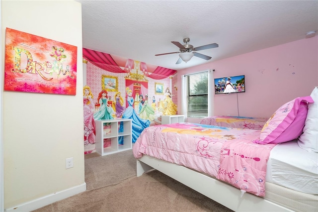 1439 Moon Valley Dr, Davenport, FL 33896 - bedroom featuring carpet floors, a ceiling fan, and a textured ceiling