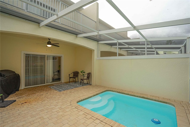 17516 Blessing Dr, Clermont, FL 34714 - swimming pool featuring a patio and ceiling fan