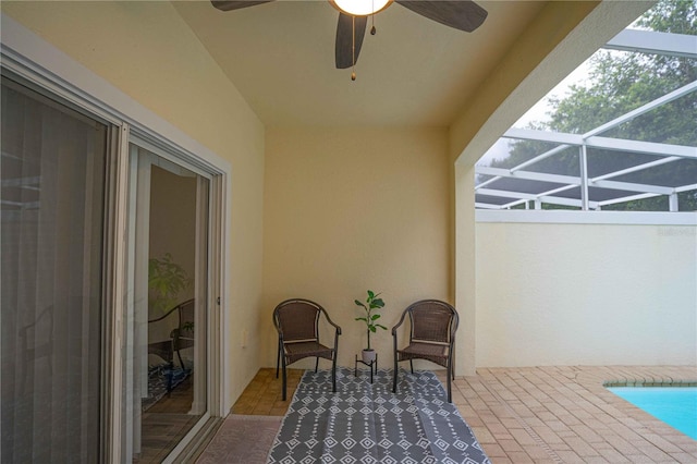 17516 Blessing Dr, Clermont, FL 34714 - view of patio / terrace featuring ceiling fan, an outdoor pool, and a lanai